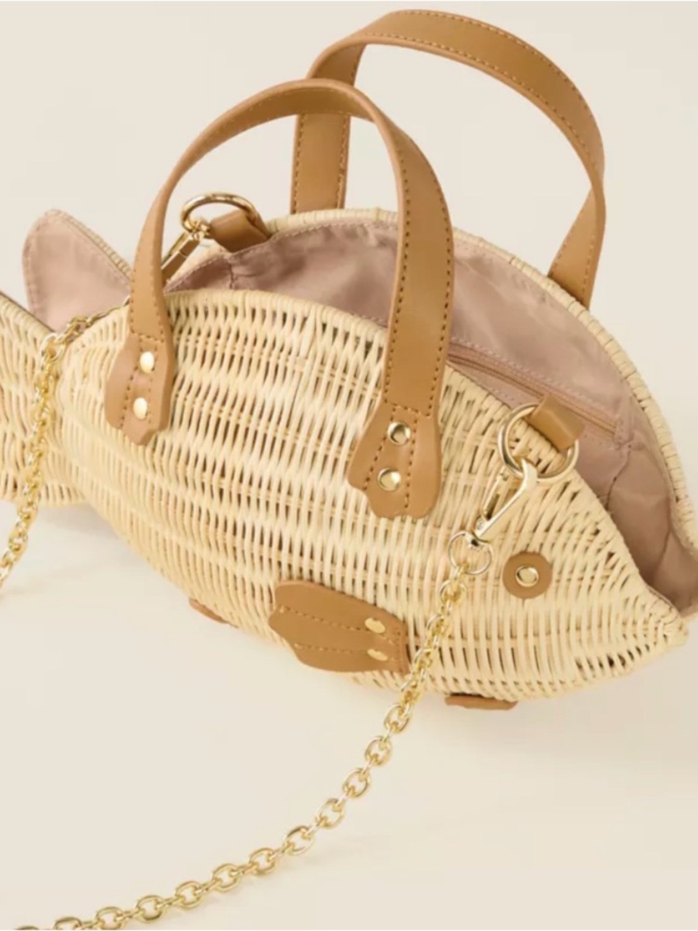 Sewing Down South x Crown & Ivy™ Rattan Fish Crossbody with Handle - Picture 3 of 3